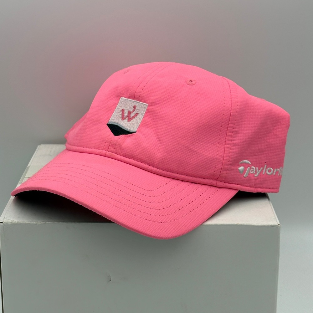 TaylorMade Golf Hat Neon Pink Ripstop Adjustable Strap W Logo Cap Mens Womens